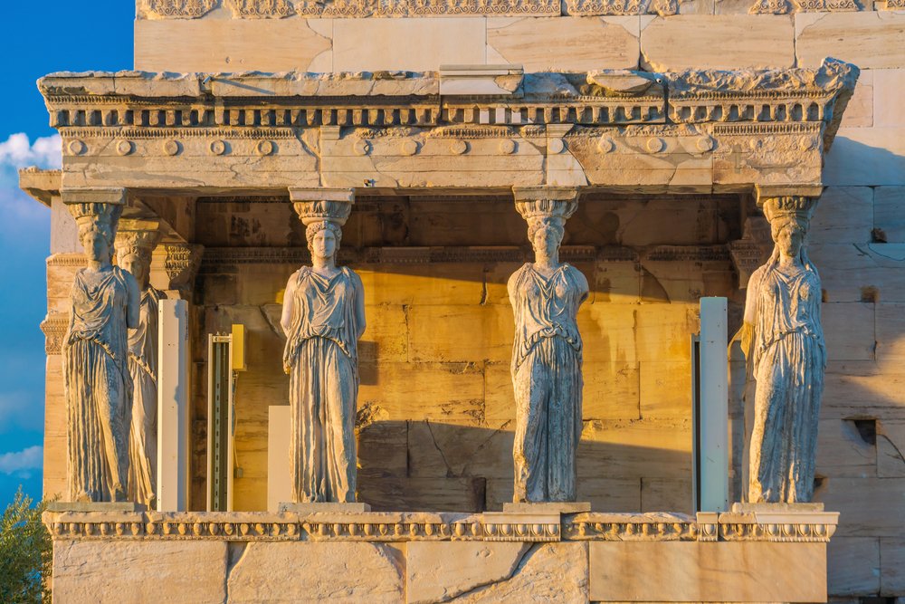 Architecture,Detail,Of,Ancient,Building,Erechteion,In,Acropolis,,Athens,,Greece